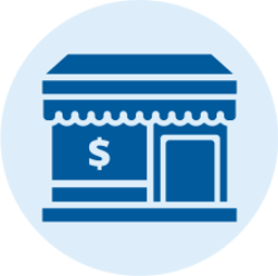 An icon showing a small shop with a dollar sign in the window