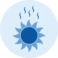 An icon showing heatwaves emitting from the sun
