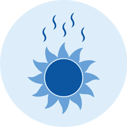 An icon showing heatwaves emitting from the sun