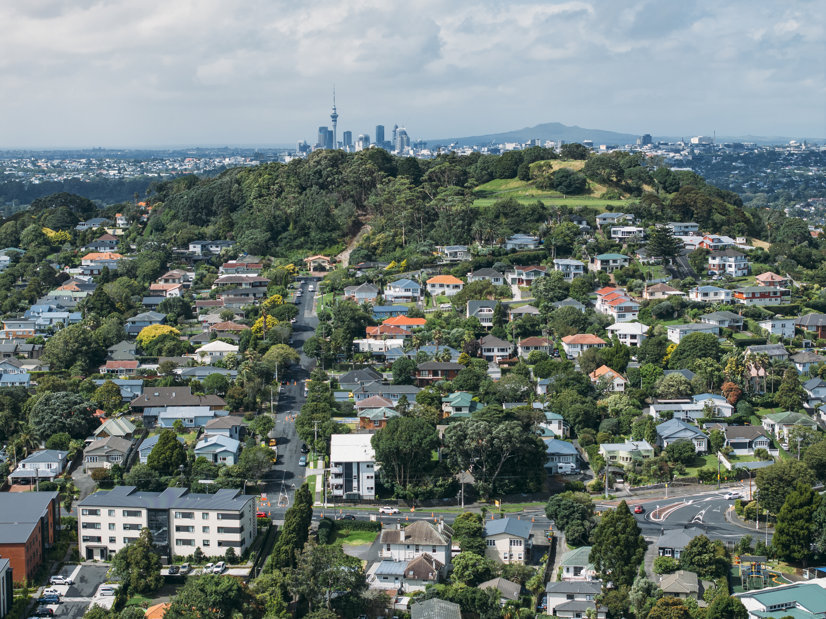 An image of Ōwairaka/Mount Albert with Auckland city in the background